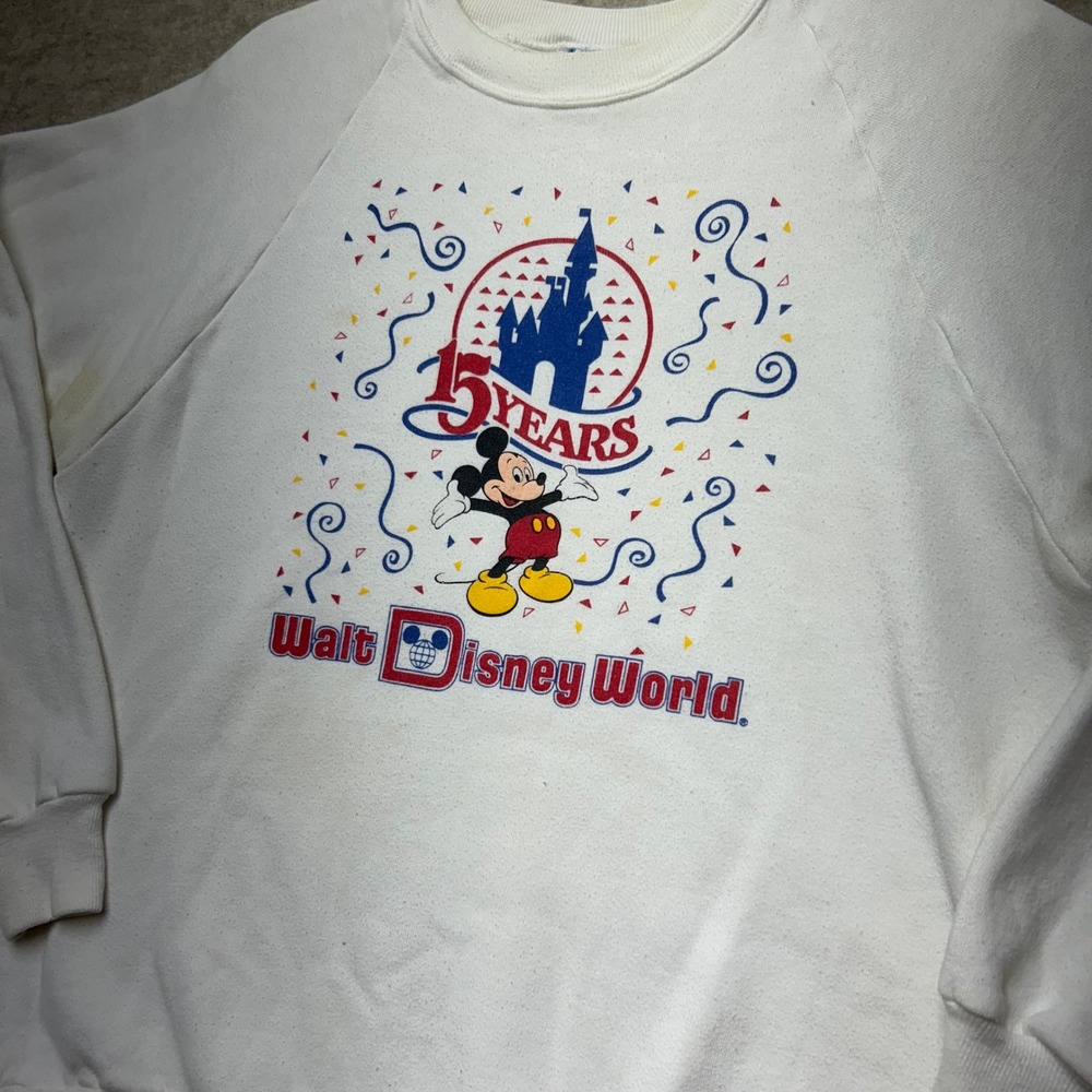 Vintage Walt Disney‎ World 15 Years Anniversary Mickey Mouse Sweatshirt XL